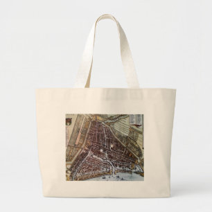 Replica city map of Rotterdam 1652 Large Tote Bag