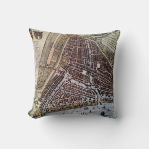 Replica city map of Rotterdam 1652 Throw Pillow