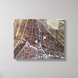 Replica city map of Rotterdam from 1652 Canvas Print