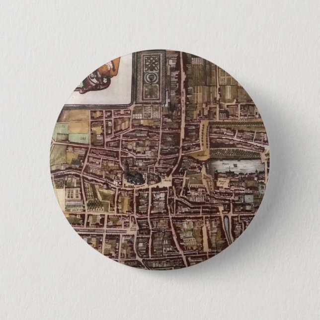 Replica city map of The Hague 1649 2 Inch Round Button (Front)