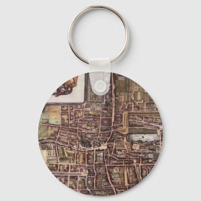 Replica city map of The Hague 1649 Keychain (Front)