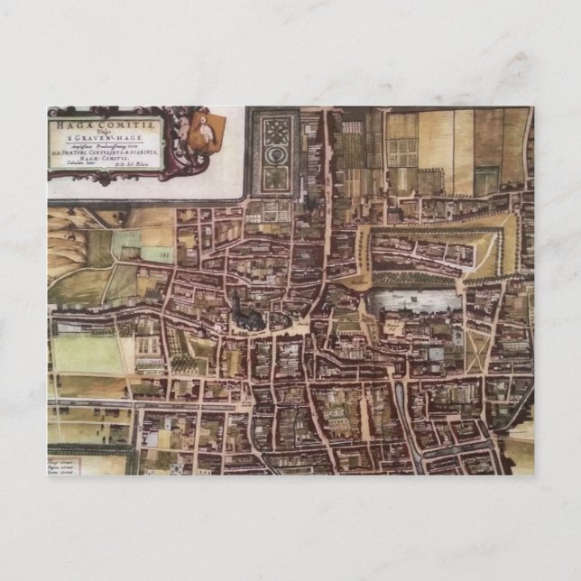 Replica city map of The Hague 1649 Postcard (Front)