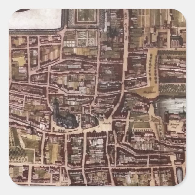 Replica city map of The Hague 1649 Square Sticker (Front)