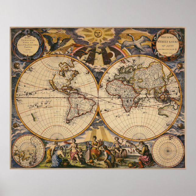 Replica of Antique Map of the World poster (Front)