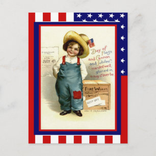 Replica Vintage 4th of July, Boy with fireworks Postcard