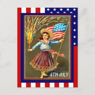 Replica Vintage 4th of July, Celebrate with me Postcard