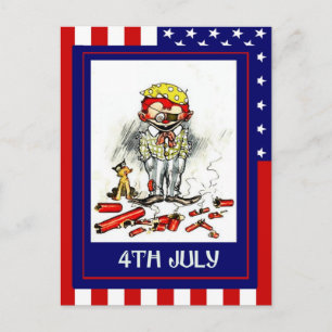 Replica Vintage 4th of July, Dangers of fireworks Postcard