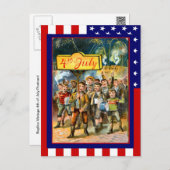 Replica Vintage 4th of July, Kids with banner Postcard (Front/Back)