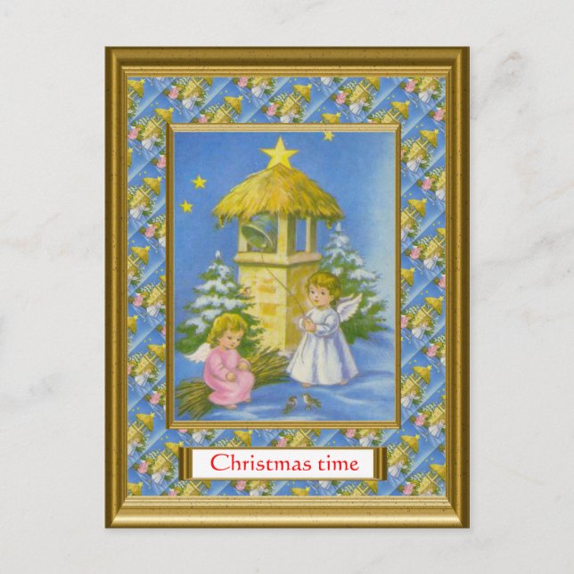 Replica vintage Christmas card, 1930s Holiday Postcard (Front)