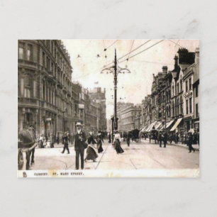 Replica Vintage Image, cardiff, St mary Street Postcard