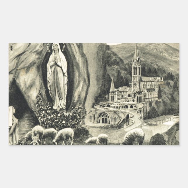 Replica Vintage image Lourdes, 1895 Pilgrimage Sticker (Front)