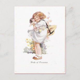 Replica Vintage, Pride of possession, girl, doll Postcard
