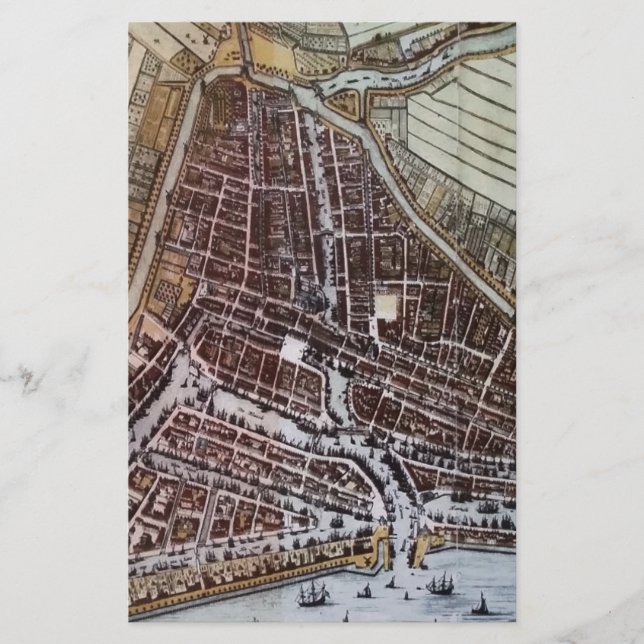 Réplique carte de la ville de Rotterdam 1652 (Devant)