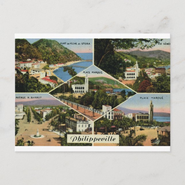 Réplique Carte postale Vintage Algérie, Philippevi (Devant)