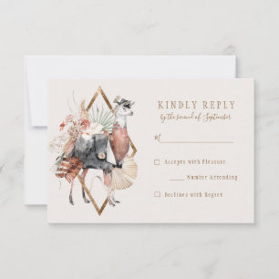 Réplique RSVP de Mariage Llama romantique de Bohêm
