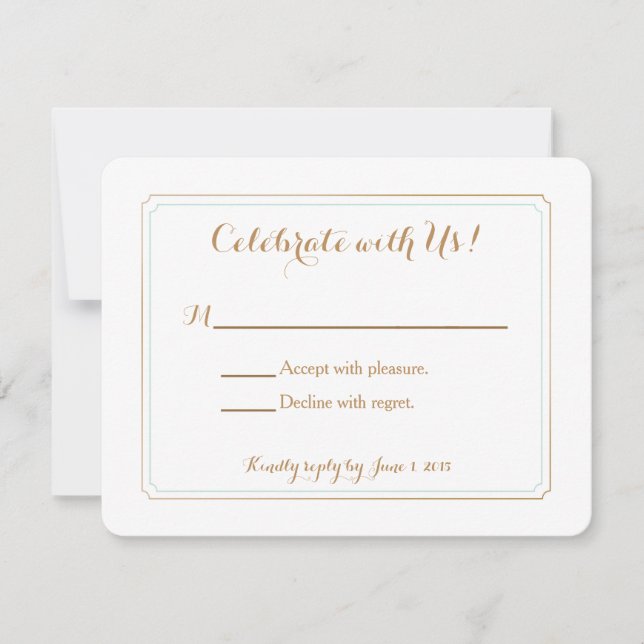 Reply Card | Beach Glam Gold and Mint (Front)