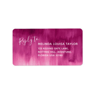 Reply modern abstract art pink red address labels