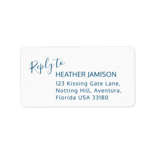 Reply modern blue white wedding address labels