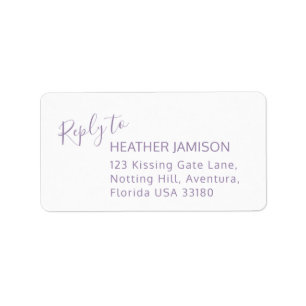 Reply modern purple white wedding address labels
