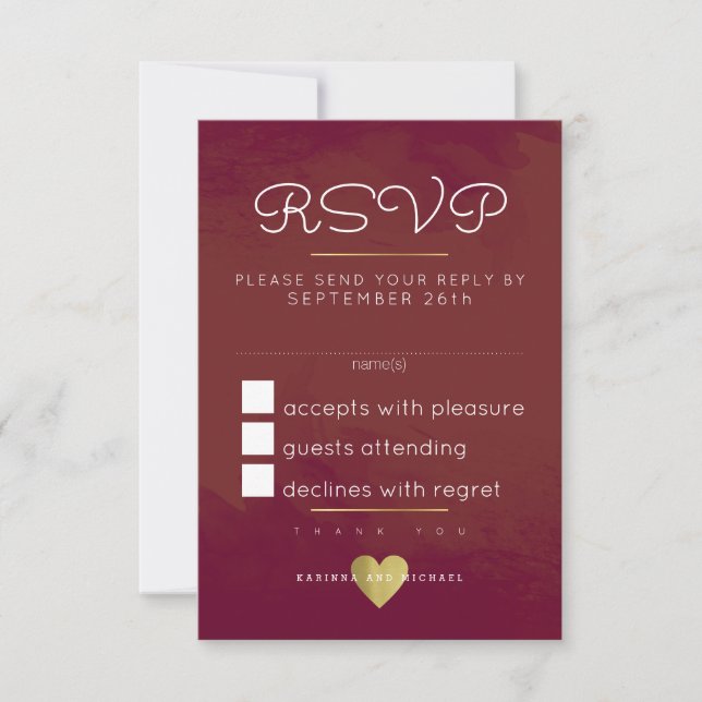 Reply, Respond Rsvp . bordeaux red-wine wedding Card (Front)