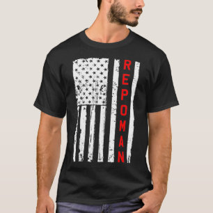 Repo Man Red Line American Flag Tow Truck Driver T-Shirt