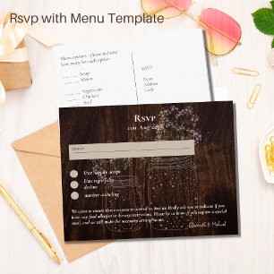 Répondre avec modèle de menu en pots Mason en bois