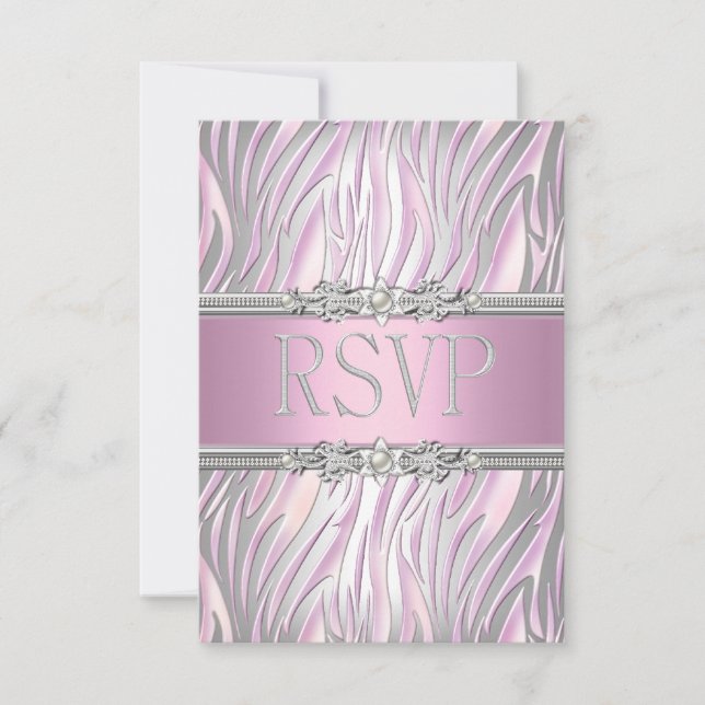 Réponse à la réponse RSVP Zebra Rose White Silver (Devant)