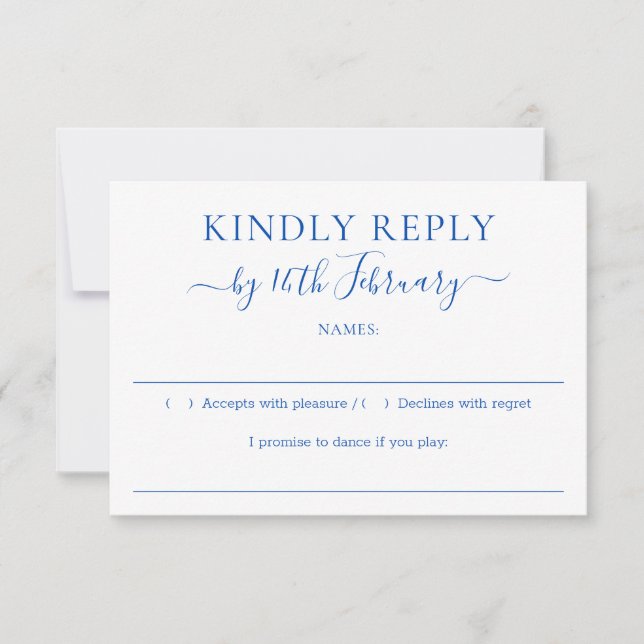 Réponse aimable pour mariage bleu cobalt (Devant)