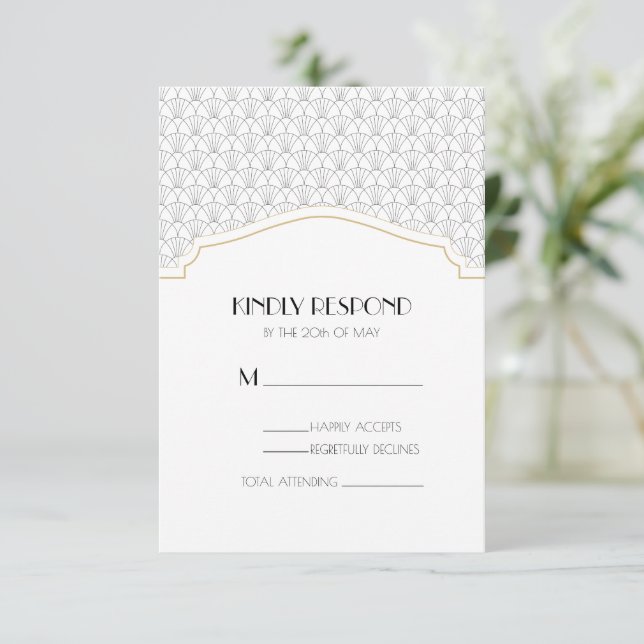 Réponse Art Déco/RSVP Insérer une carte de boîtier (Debout devant)