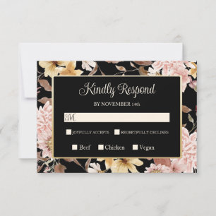 Réponse au mariage Black Boho Blooms & Bird