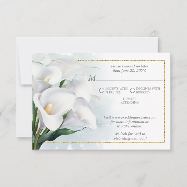 Réponse au mariage Fleur de calla blanche ivoire (Devant)
