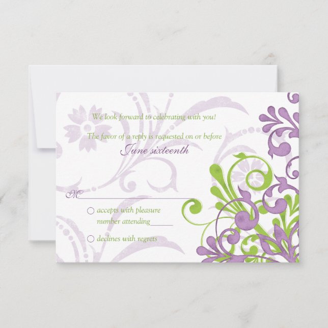Réponse au mariage floral abstrait vert violet bla (Devant)