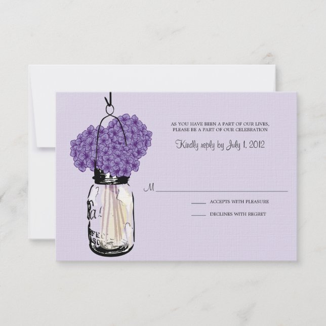 Réponse au mariage Hydrangea et pot Mason (Devant)