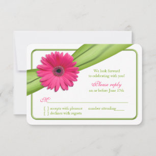 Réponse au mariage Ruban Vert Gerbera Rose