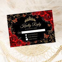 Réponse Black Red Gold Quinceanera