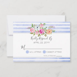 Réponse de mariage à rayures bleues à l'aquarelle 