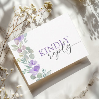 Réponse de mariage aquarelle florale violette rust