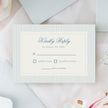 Réponse de mariage aux rayures bleu clair classiqu