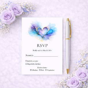 Réponse de mariage Coeur Abstrait Bleu Violet Or