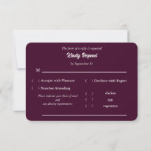 Réponse de mariage Dark Plum avec options de repas