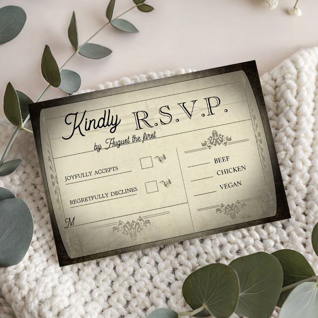 Réponse de mariage de style billet vintage (Vintage Ticket Style Wedding RSVP)