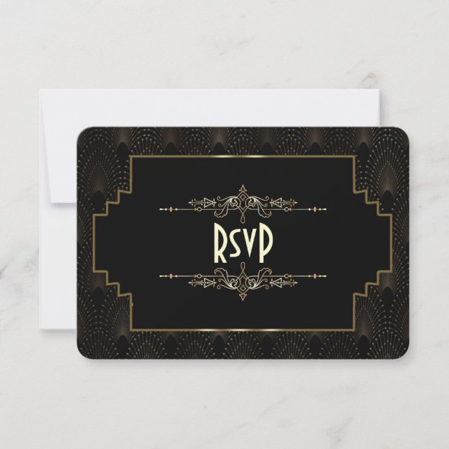 Réponse de mariage de style Gatsby Art Déco doré d (Devant)