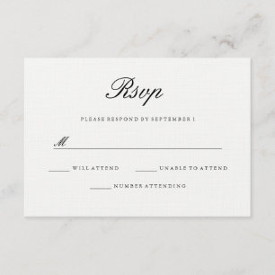 Réponse de mariage élégante moderne blanc noir