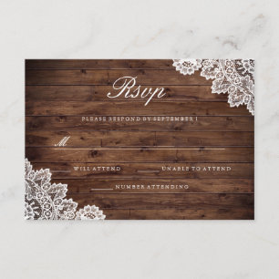 Réponse de mariage en bois rustique dentelle vinta