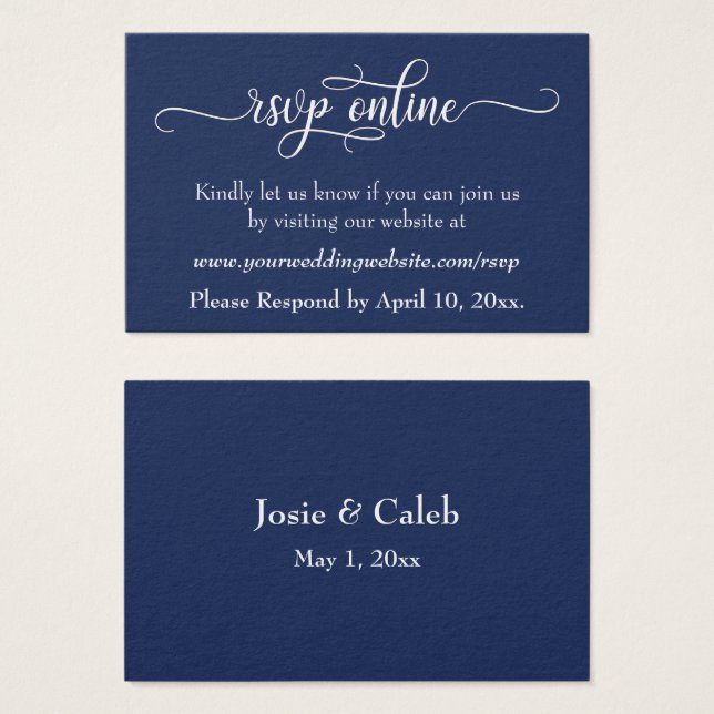 Réponse de mariage en ligne Insert blanc Script &  (Devant & derrière)