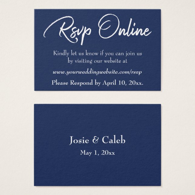 Réponse de mariage en ligne Insert blanc Script &  (Devant & derrière)
