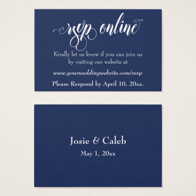 Réponse de mariage en ligne Insert White Script &  (Devant & derrière)