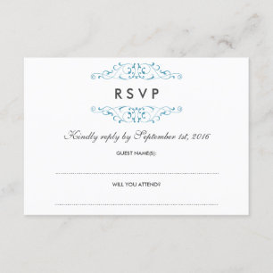 Réponse de mariage Fleurie Bleu Antique