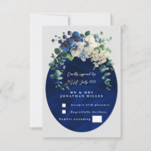 Réponse de mariage floral botanique bleu marine