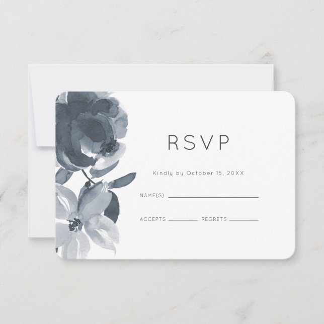 Réponse de mariage florale bleu poussiéreux romant (Devant)